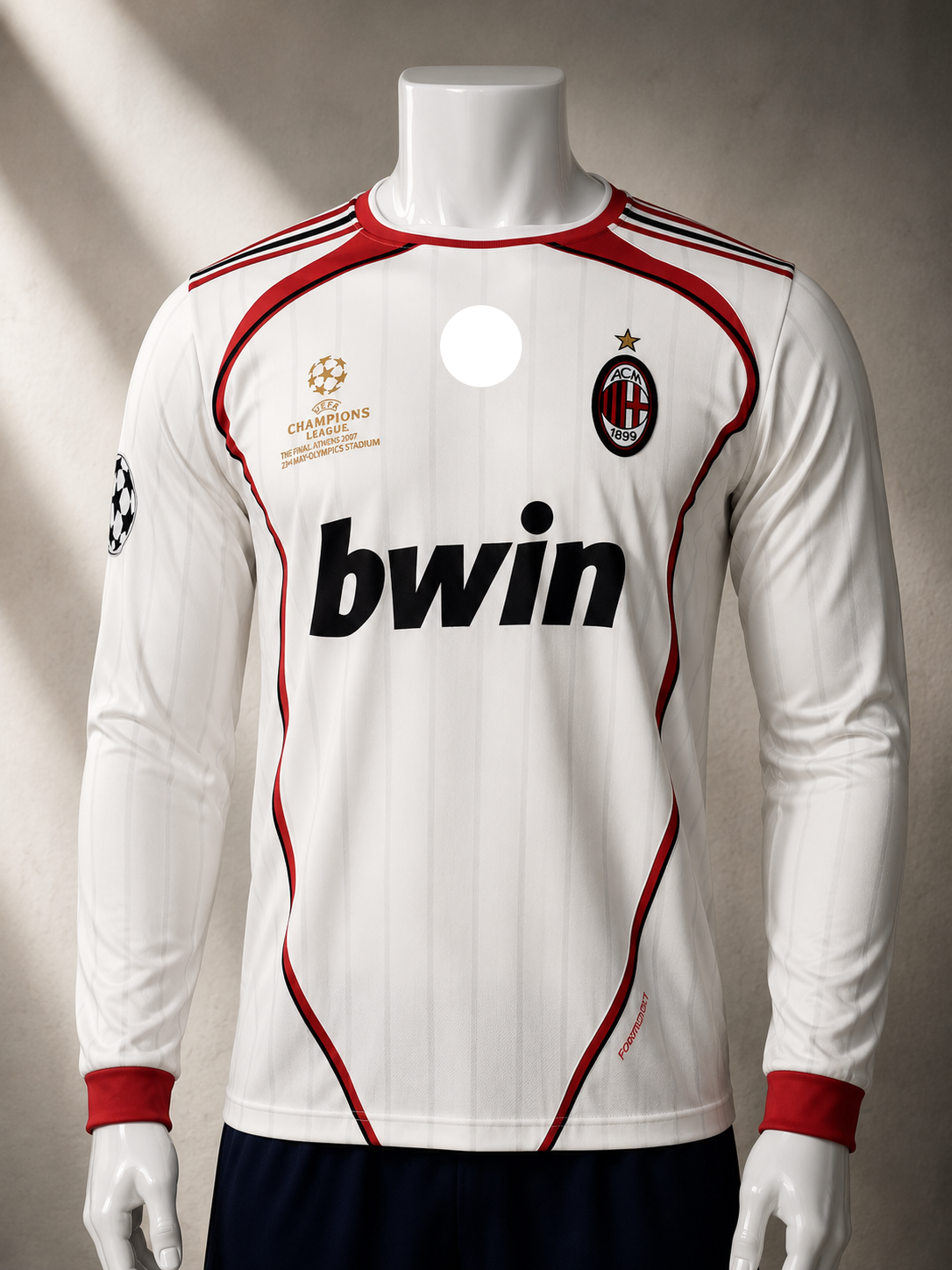 AC MILAN 2007 RETRO AWAY JERSEY FULL SLEEVE EMBRODIERY MALDINI