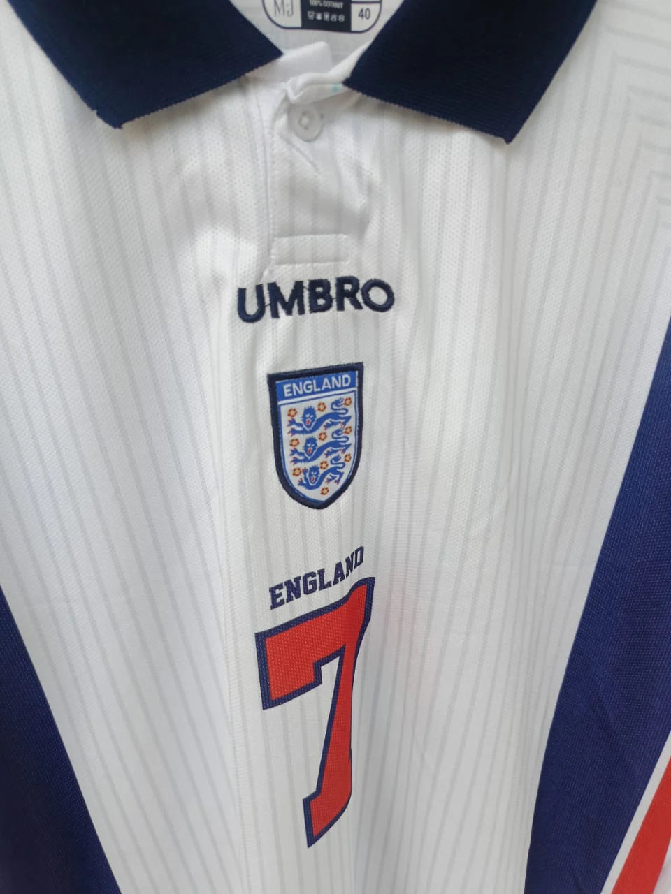 ENGLAND 1998 FULL SLEEVE HOME JERSEY EMBROIDERY BECKHAM