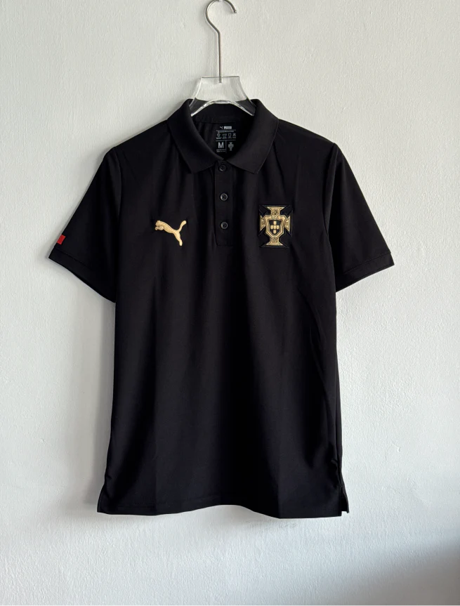 TSHIRT PORTUGAL BLACK POLO EMBROIDERY PREMIUM