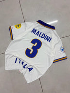 ITALY 1996 - 1997 RETRO ITALY AWAY JERSEY COLLAR EMBROIDERY MALDINI