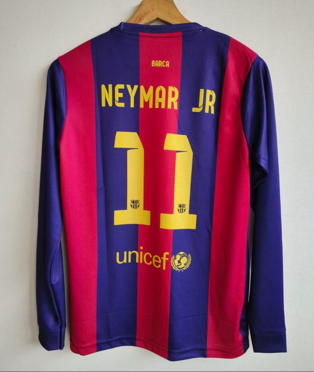 FC BARCELONA 2014 - 2015 FULL SLEEVE HOME JERSEY EMBROIDERY NEYMAR