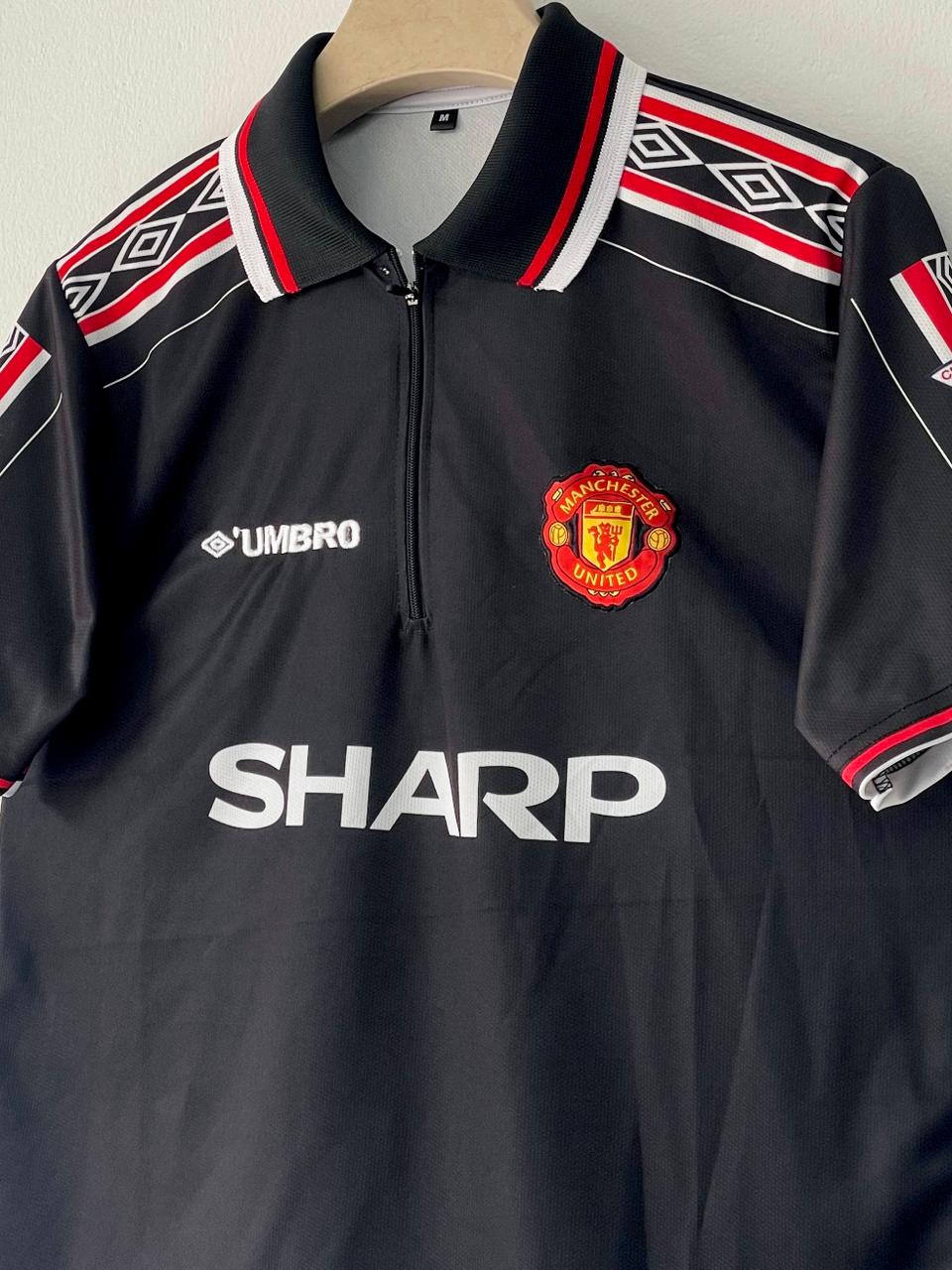 MANCHESTER UNITED 1998 - 1999 ZIP COLLAR EMBROIDERY AWAY JERSEY BECKHAM