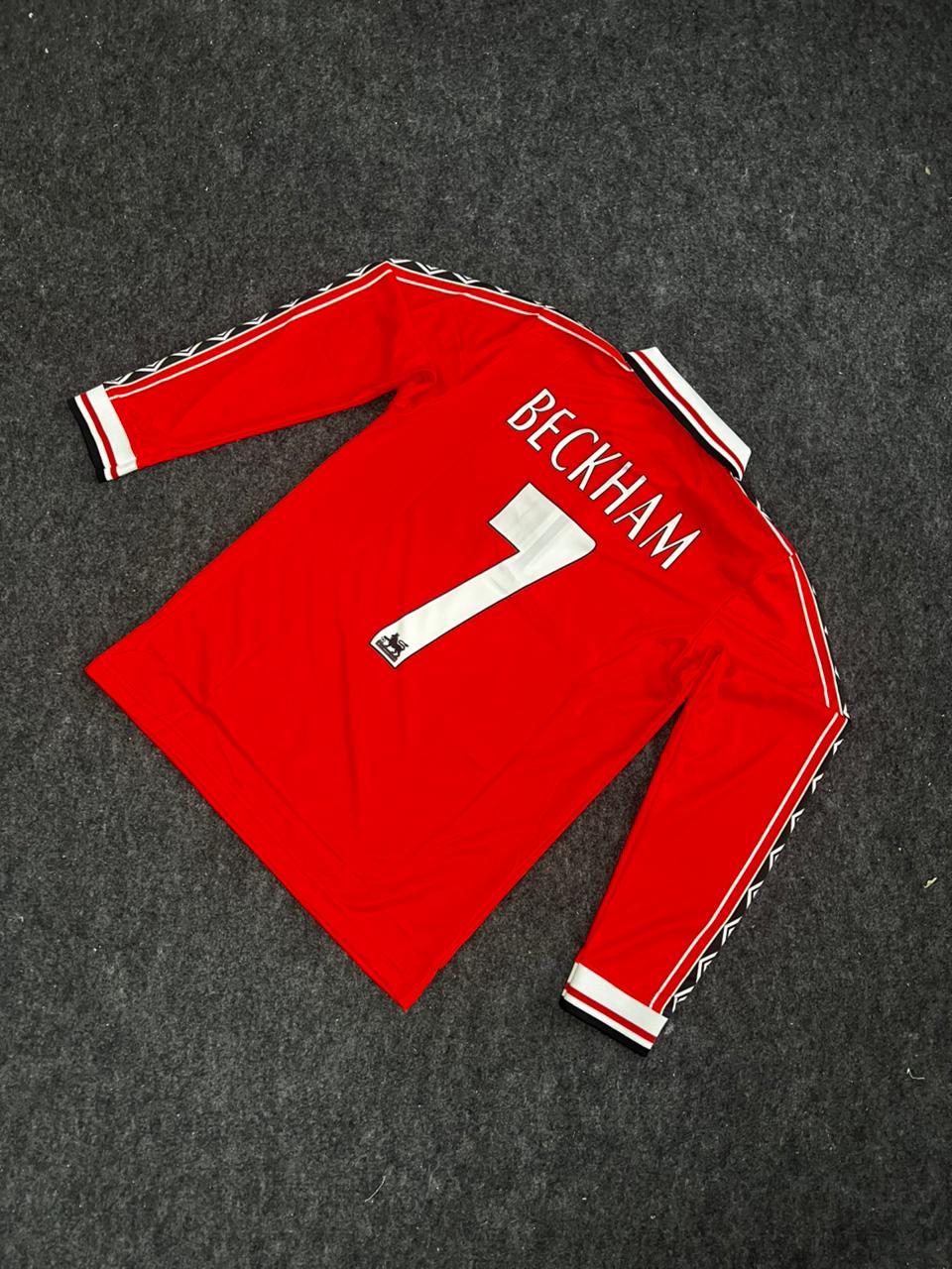 MANCHESTER UNITED 1999 FULL SLEEVE ZIP COLLAR SIGNATURE PREMIUM EMBROIDERY BECKHAM