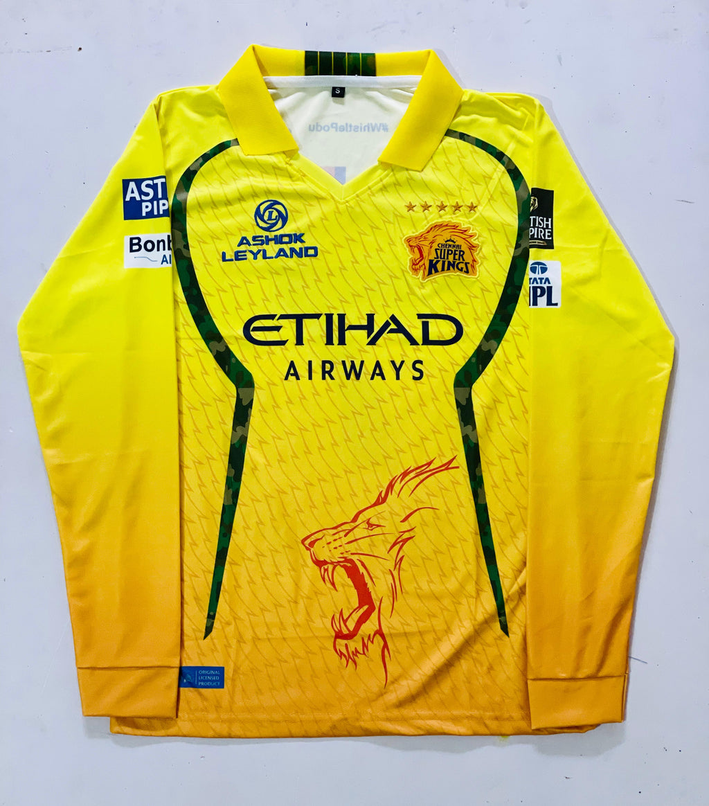 CHENNAI SUPER KINGS 2026 FULL SLEEVE EMBROIDERY JERSEY WITHOUT NAME