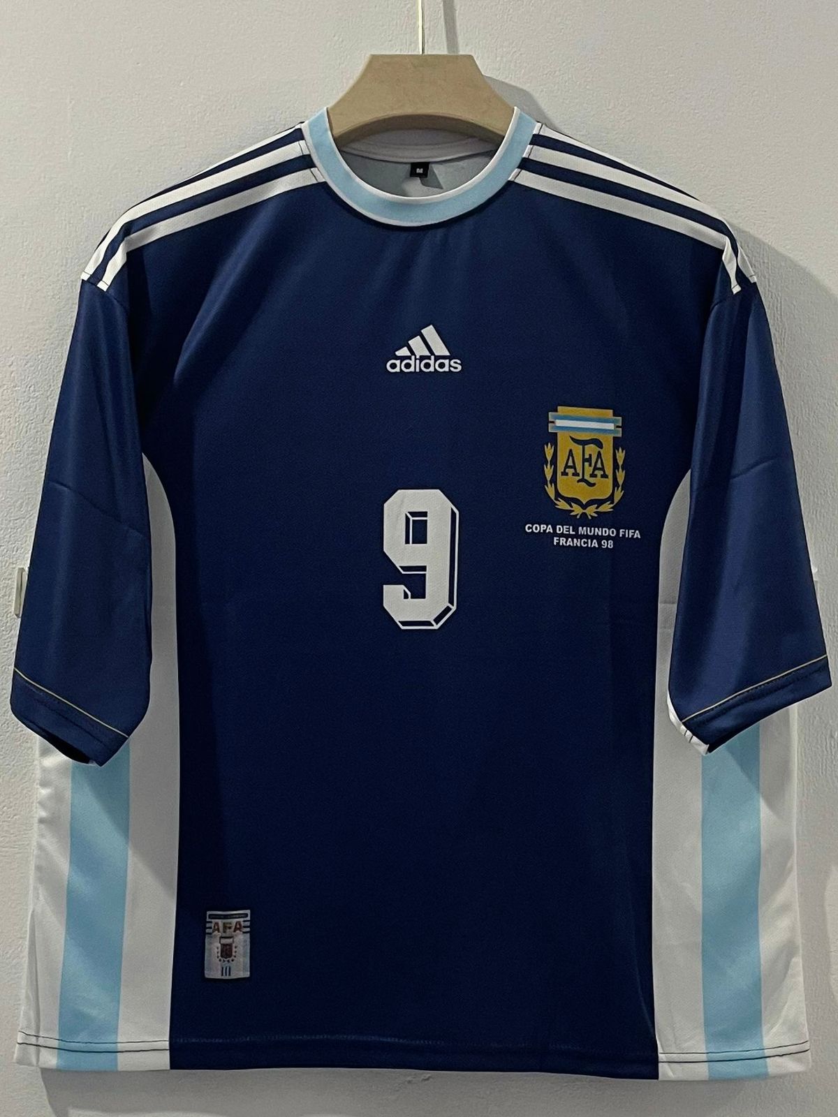 ARGENTINA 1998 FIVE SLEEVE AWAY JERSEY BATISTUTA