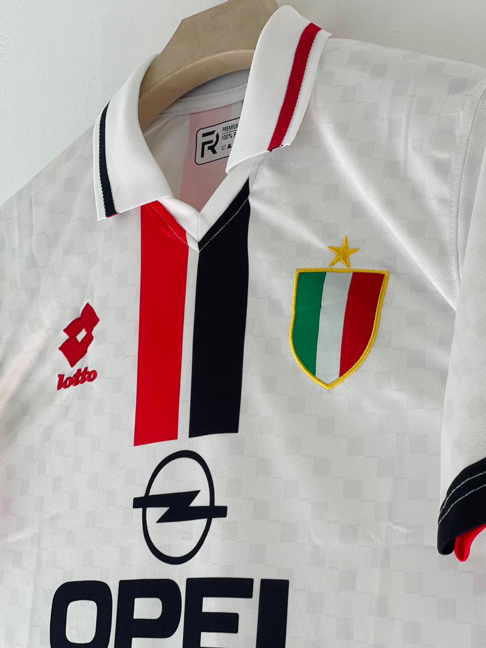 AC MILAN 1995 - 1996 COLLAR AWAY JERSEY EMBROIDERY PREMIUM MALDINI