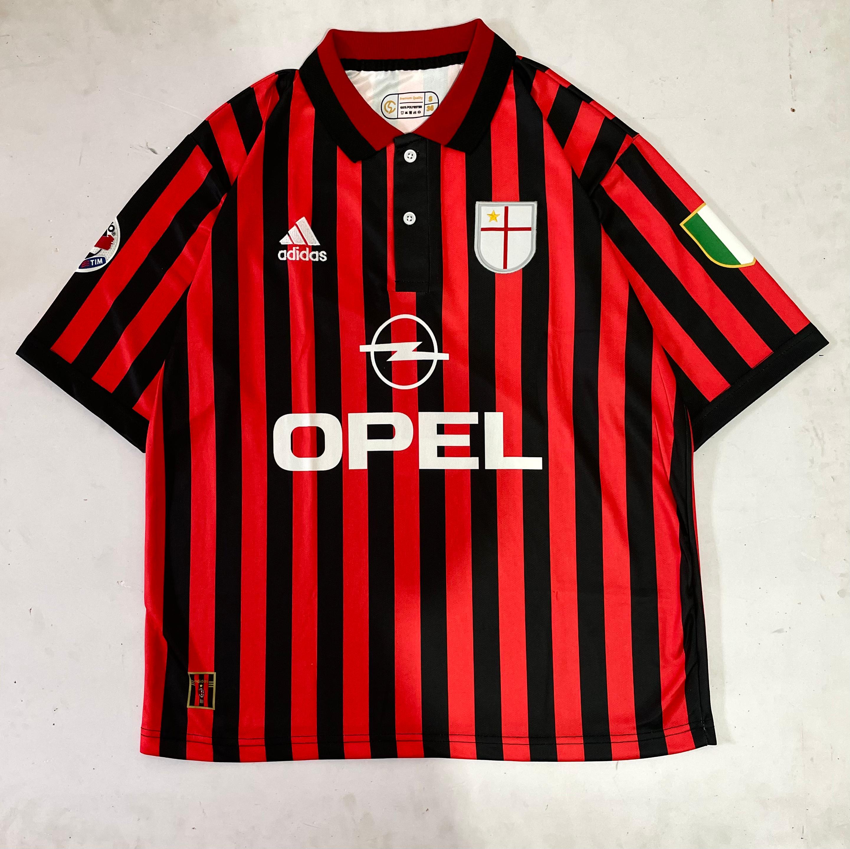 AC MILAN 1999 - 2000 FIVE SLEEVE EMBROIDERY HOME JERSEY MALDINI