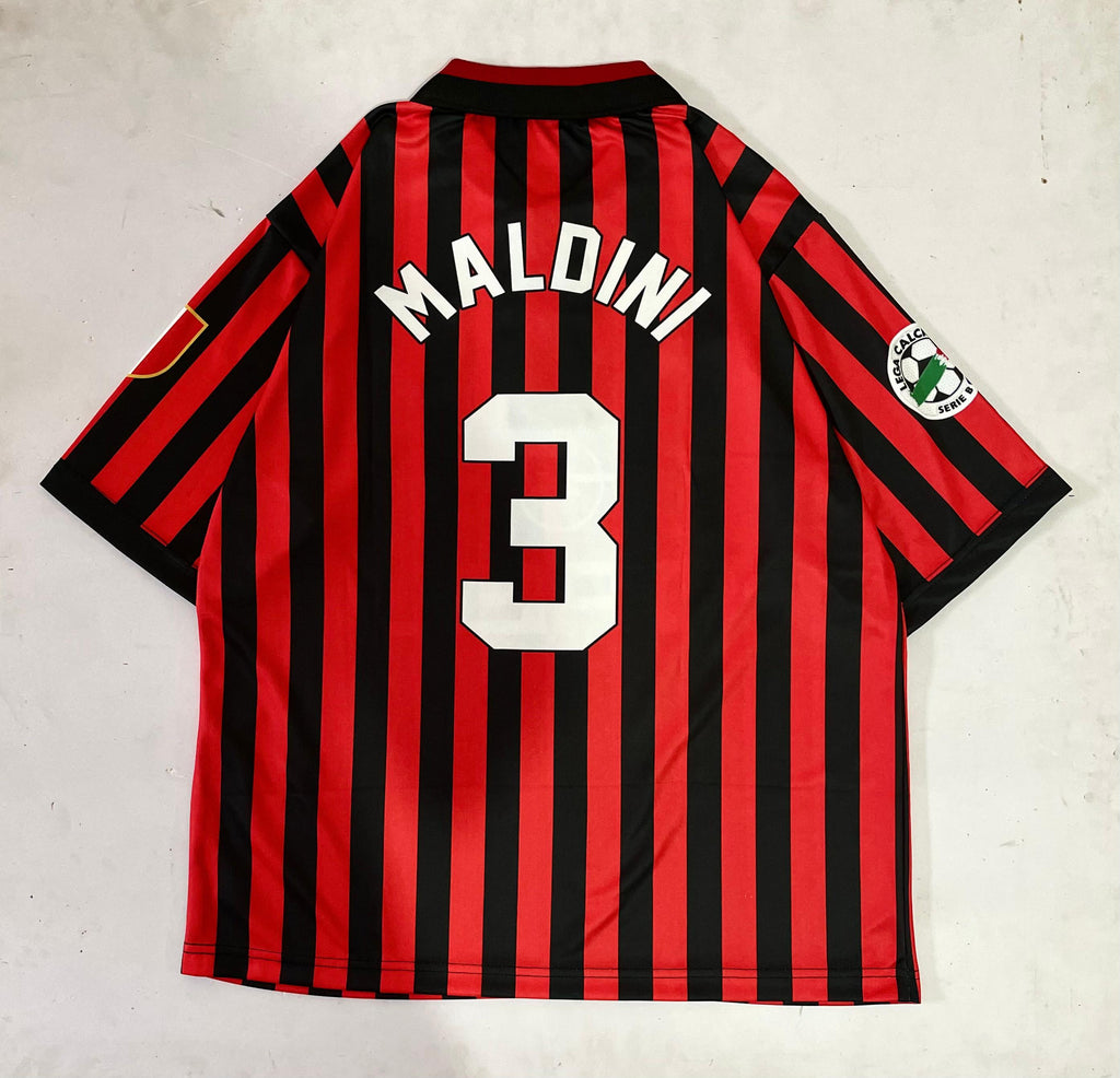 AC MILAN 1999 - 2000 FIVE SLEEVE EMBROIDERY HOME JERSEY MALDINI