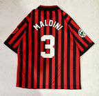 AC MILAN 1999 - 2000 FIVE SLEEVE EMBROIDERY HOME JERSEY MALDINI