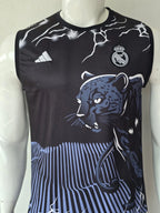 REAL MADRID 2024 - 2025 PANTHER TRAINING EMBROIDERY BLACK JERSEY SLEEVELESS
