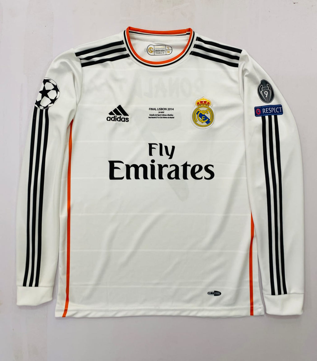 REAL MADRID 2013 - 2014 HOME JERSEY FULL SLEEVE EMBROIDERY RONALDO