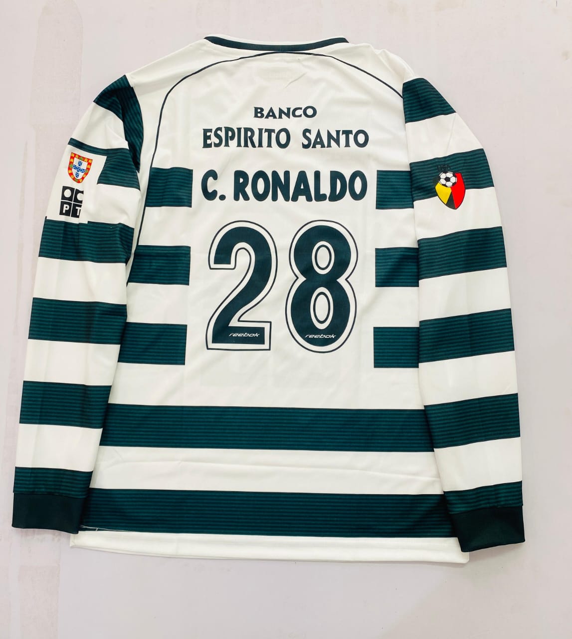 SPORTING 2001 - 2003 FULL SLEEVE HOME JERSEY EMBROIDERY RONALDO