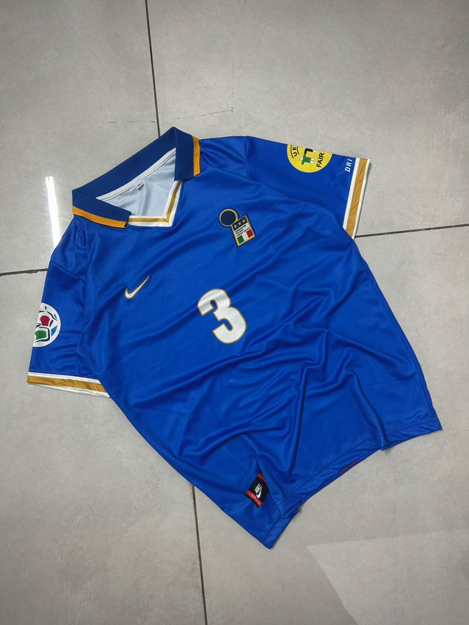 ITALY 1996 RETRO COLLAR HOME JERSEY PREMIUM EMBROIDERY MALDINI