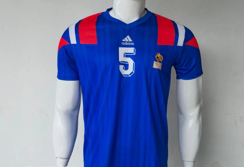 FRANCE 1992 - 1994 HOME JERSEY EMBRODIERY FEATURING NO:5