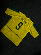 BRAZIL 2002 WORLD CUP RETRO FVE SLEEVE JERSEY RONALDO