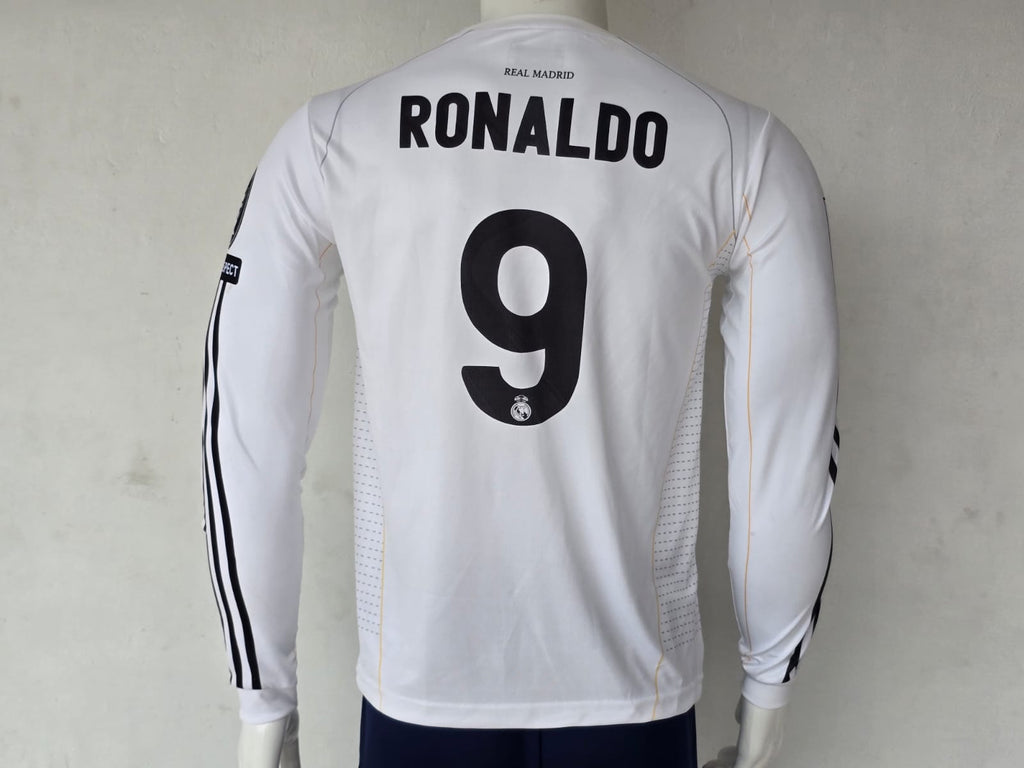 REAL MADRID 2009 - 2010 FULL SLEEVE HOME JERSEY EMBROIDERY RONALDO
