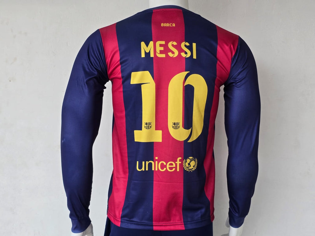 FC BARCELONA 2014 - 2015 HOME JERSEY EMBROIDERY FULL SLEEVE MESSI