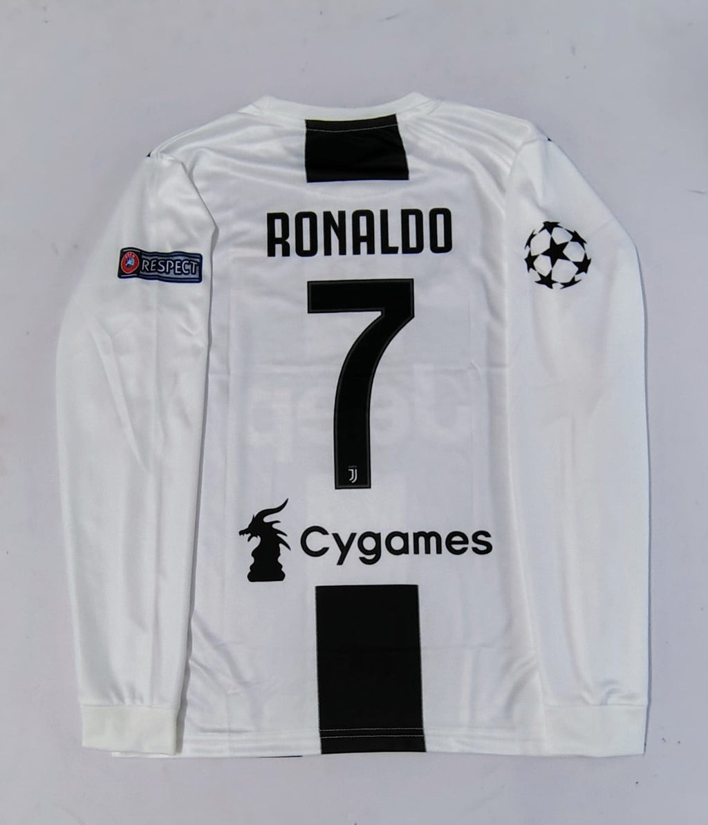 JUVENTUS 2018 - 2019 HOME JERSEY FULL SLEEVE EMBROIDERY RONALDO