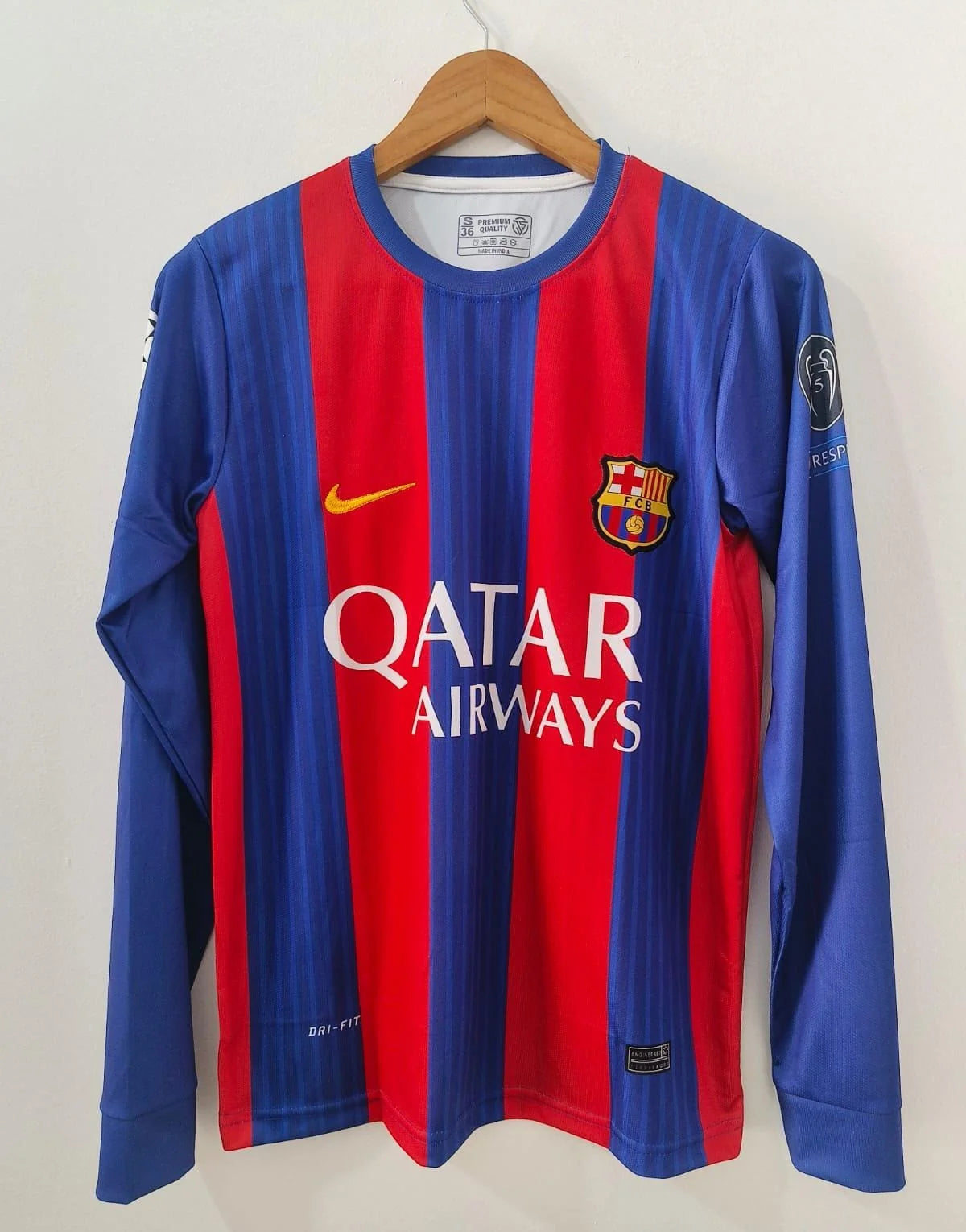 FC BARCELONA 2016 - 2017 FULL SLEEVE EMBROIDERY HOME JERSEY MESSI