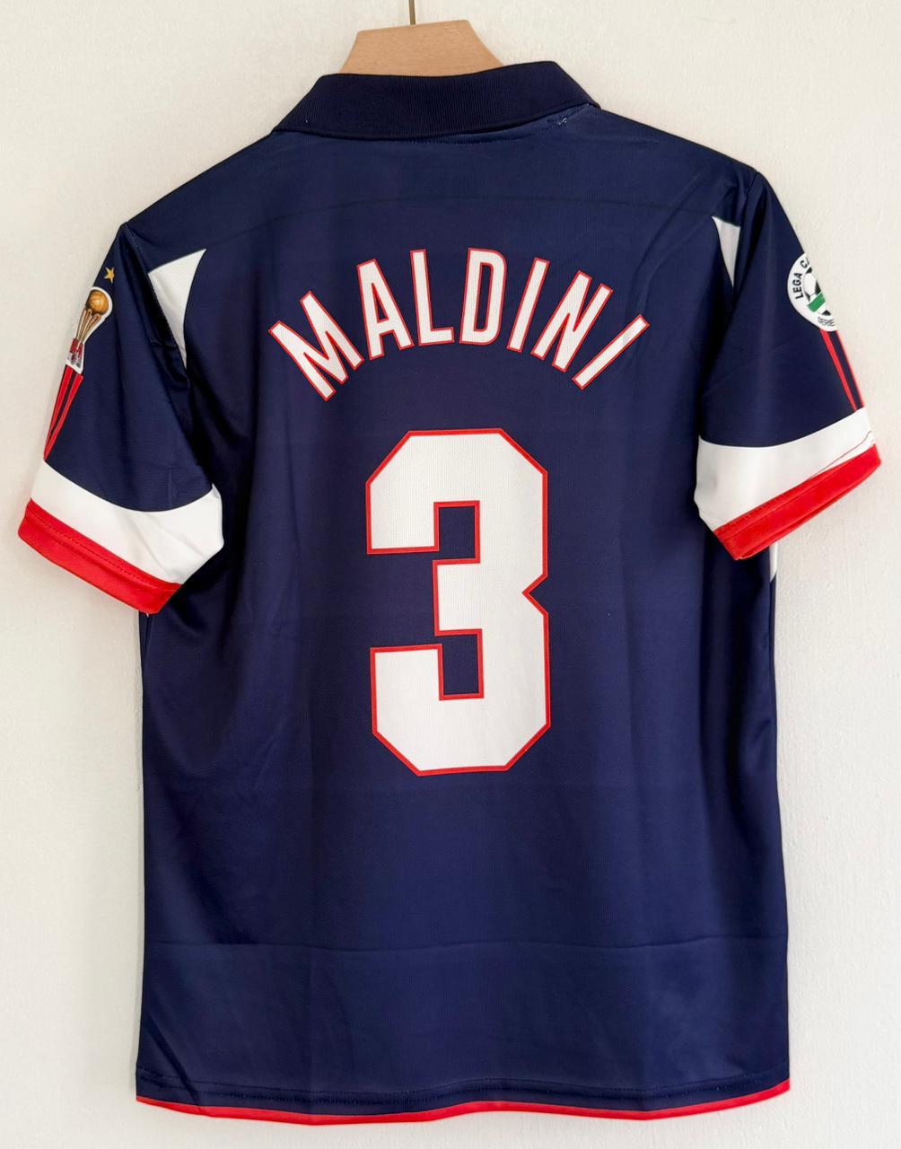 AC MILAN 1999 - 2000 RETRO THIRD JERSEY COLLAR EMBROIDERY MALDINI