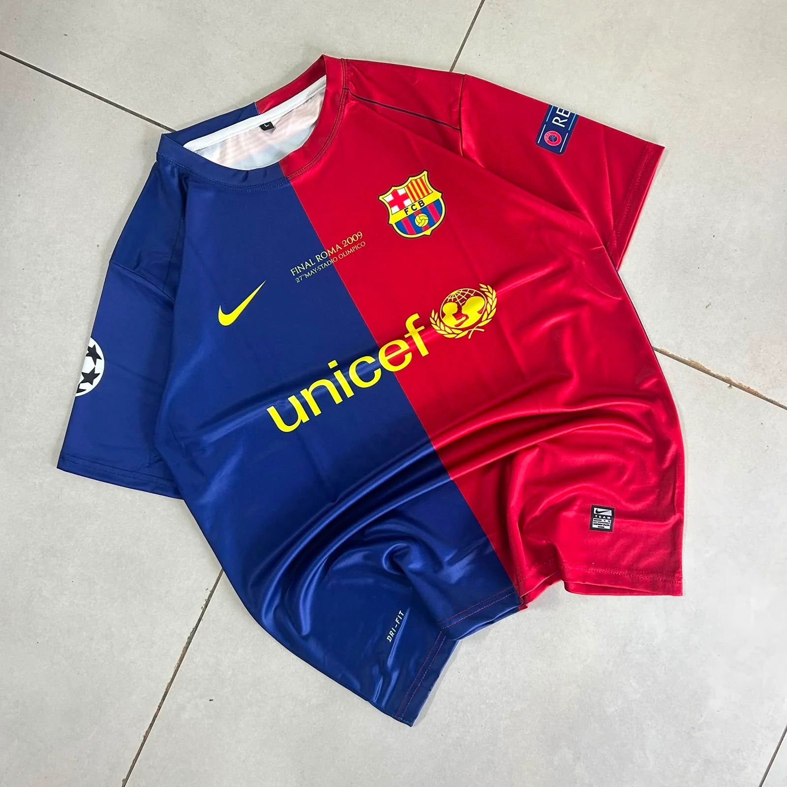 BARCELONA 2009 FINAL ROMA EDITION PREMIUM RETRO HOME JERSEY MESSI