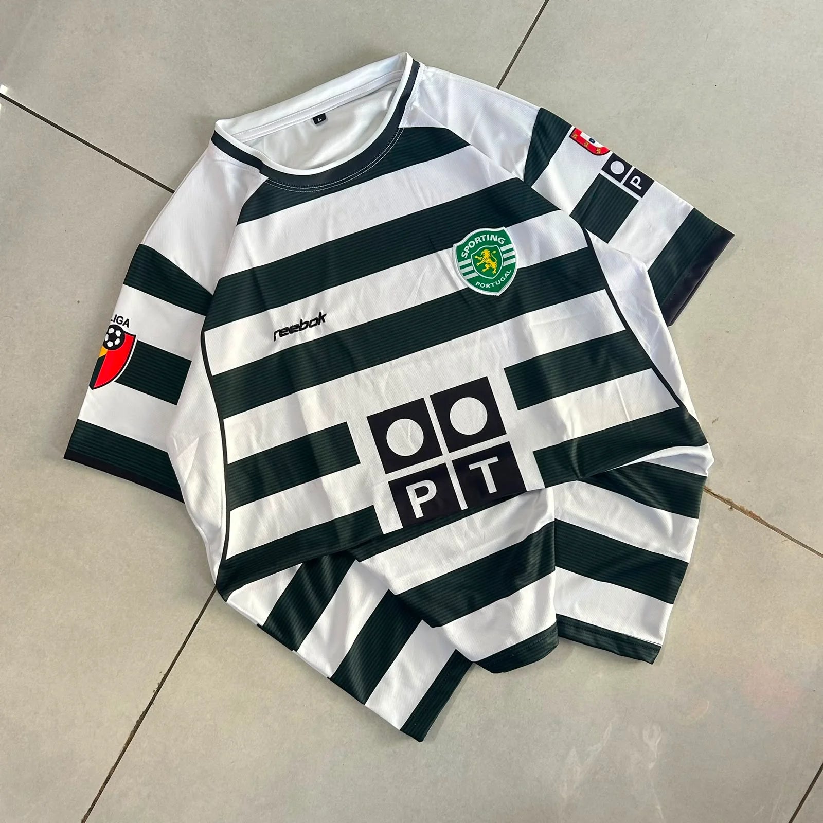 SPORTING 2001 - 2003 RETRO HOME JERSEY PREMIUM EMBROIDERY RONALDO