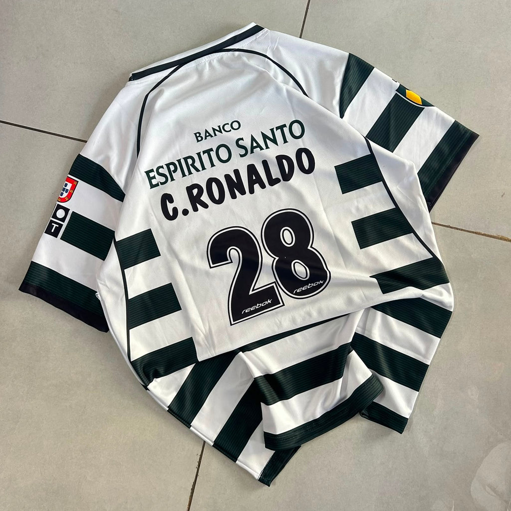 SPORTING 2001 - 2003 RETRO HOME JERSEY PREMIUM EMBROIDERY RONALDO