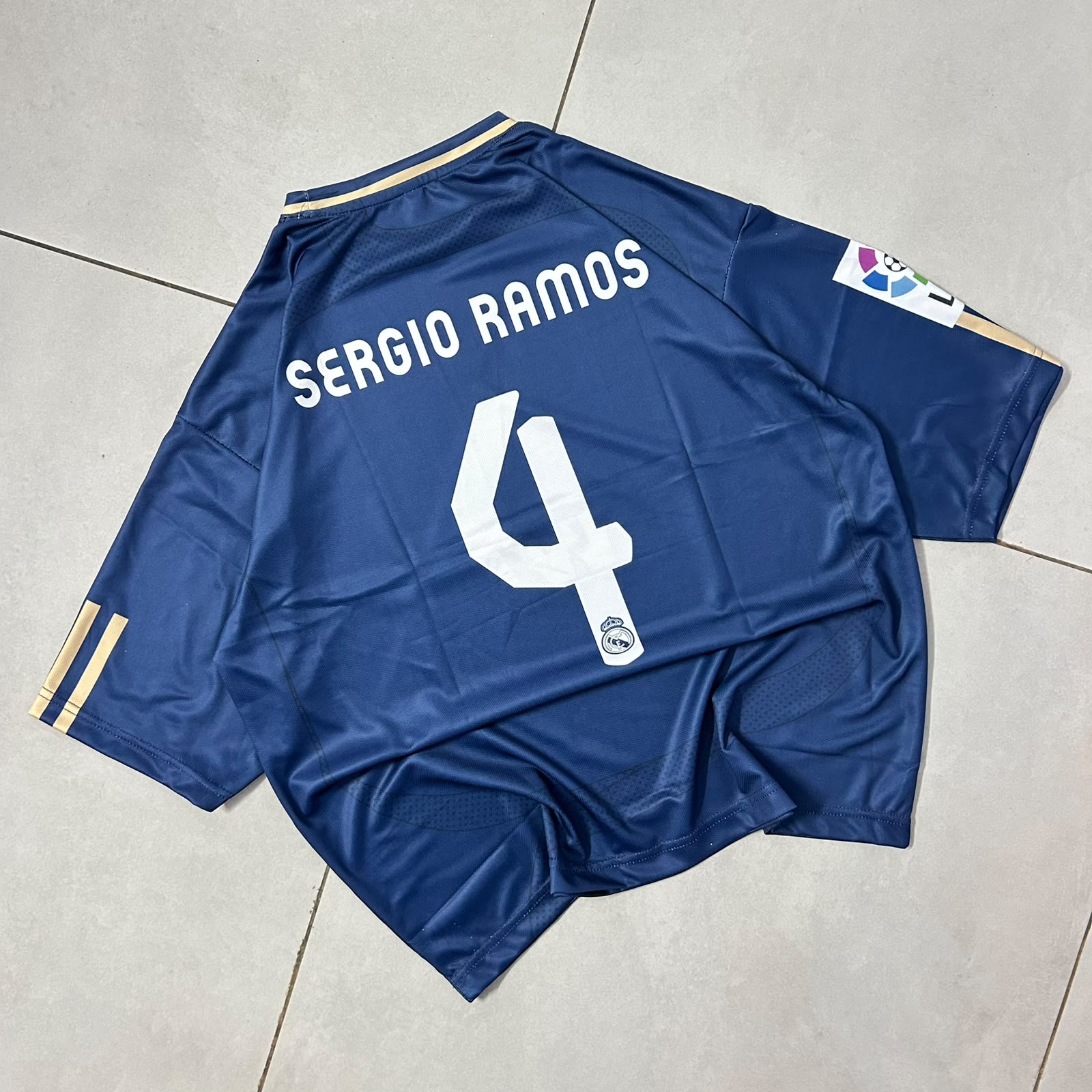 REAL MADRID 2007 - 2008 RETRO FIVE SLEEVE AWAY JERSEY SERGIO RAMOS