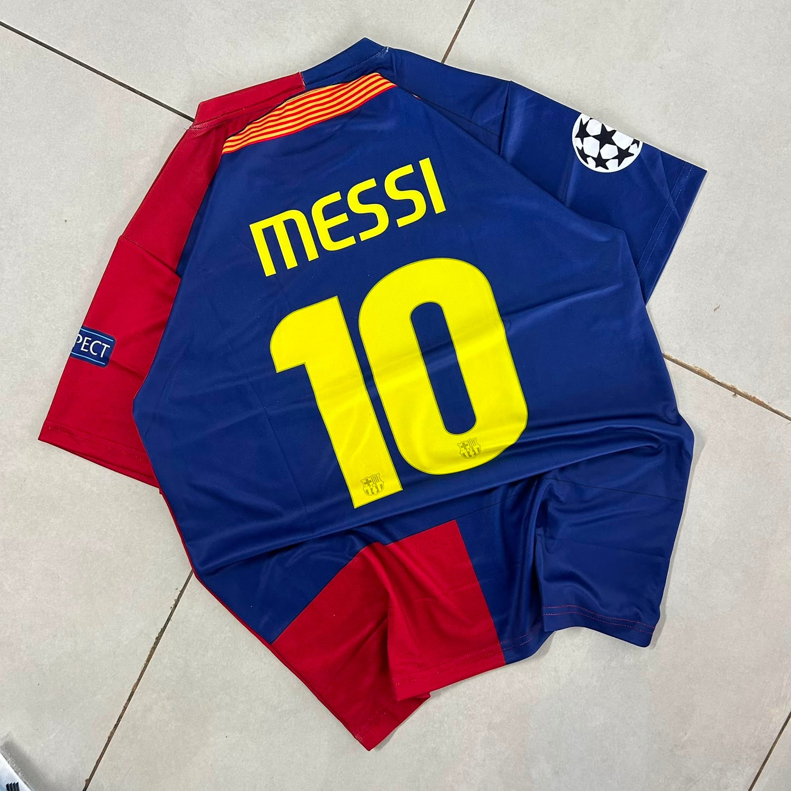 BARCELONA 2009 FINAL ROMA EDITION PREMIUM EMBROIDERY RETRO HOME JERSEY MESSI