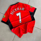 MANCHESTER UNITED 2002 - 2004 RETRO HOME JERSEY EMBROIDERY BECKHAM