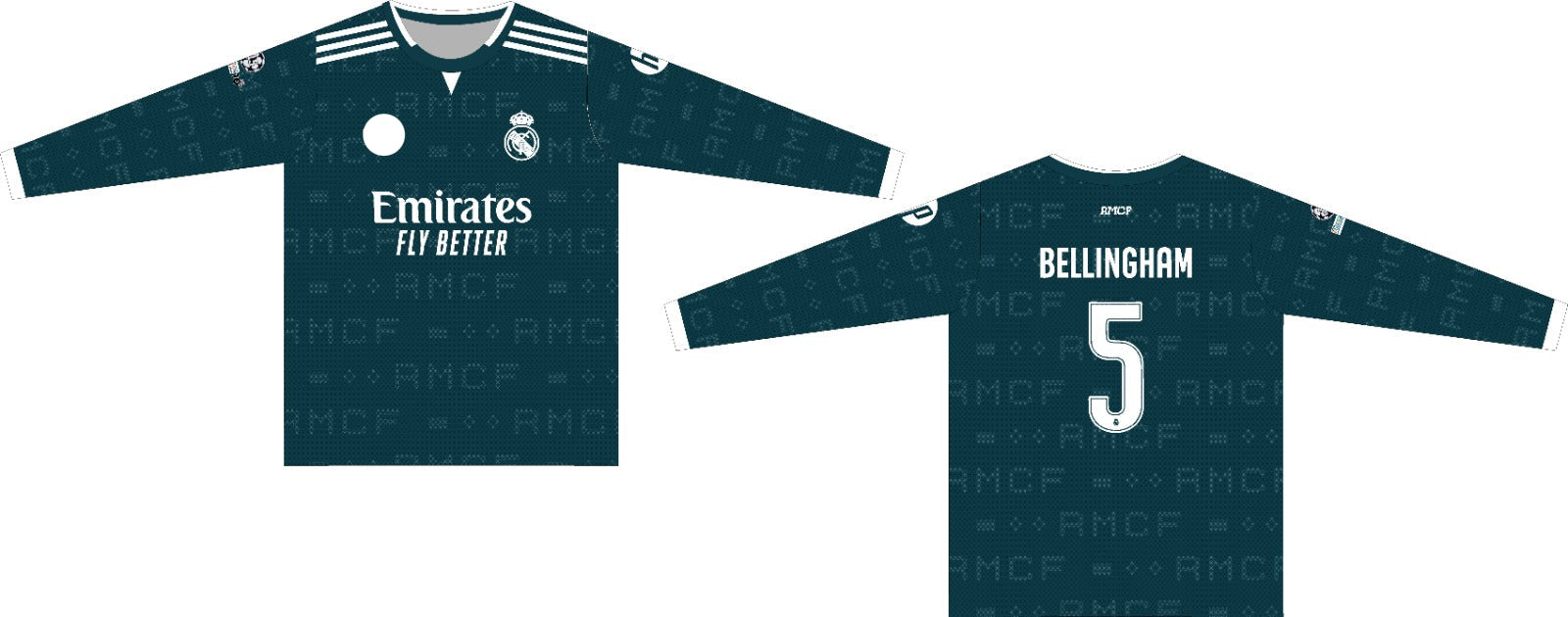 REAL MADRID 2026 - 2027 AWAY JERSEY FULL SLEEVE EMBROIDERY BELLINGHAM (PRE ORDER)