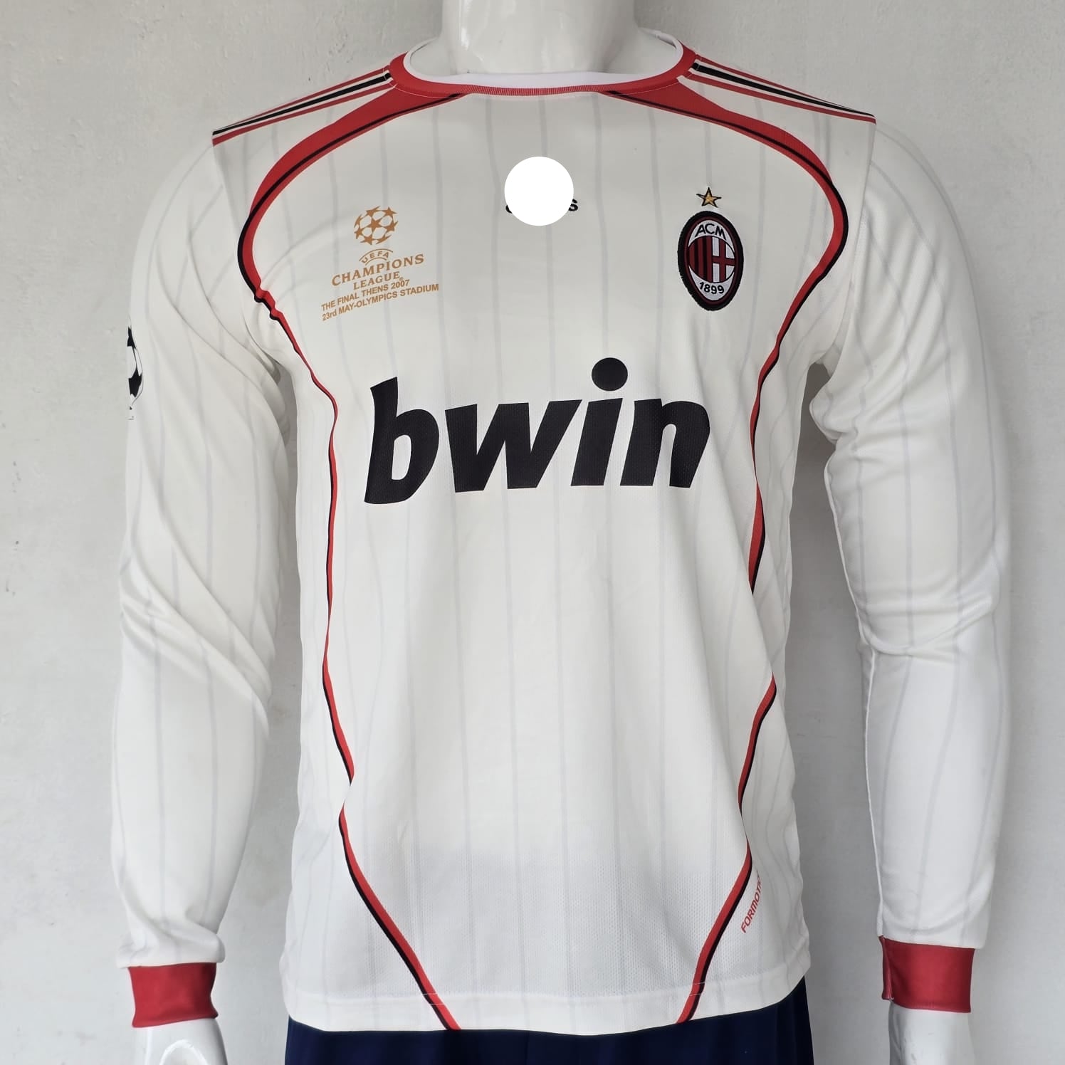 AC MILAN 2007 RETRO AWAY JERSEY FULL SLEEVE EMBRODIERY MALDINI