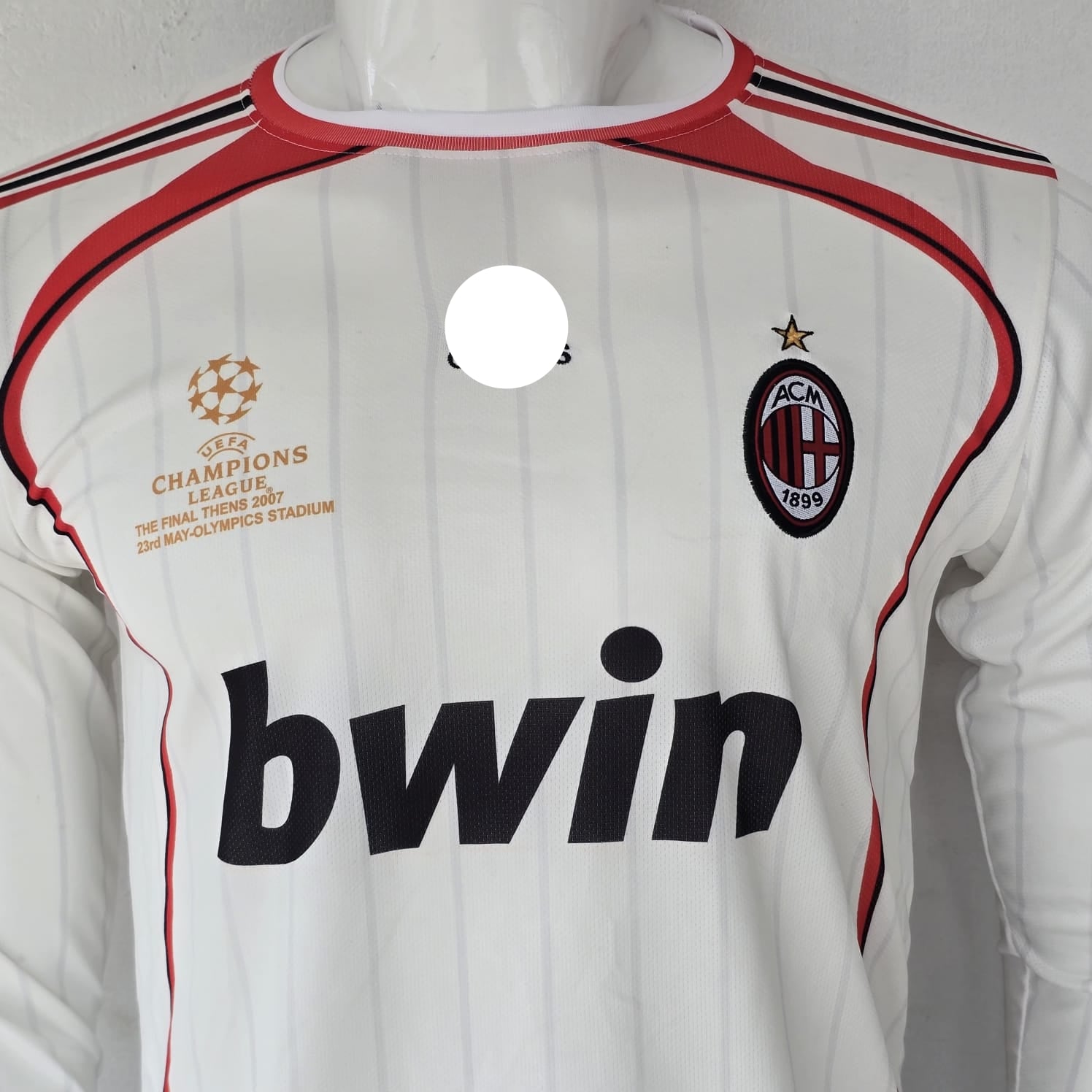 AC MILAN 2007 RETRO AWAY JERSEY FULL SLEEVE EMBRODIERY MALDINI
