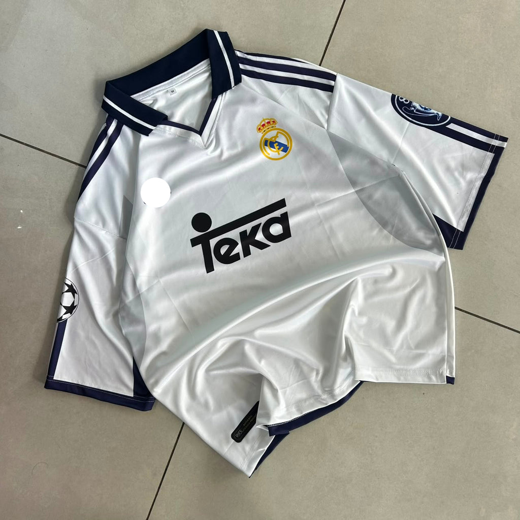 REAL MADRID 2000 - 2001 RETRO HOME JERSEY COLLAR FIVE SLEEVE R.CARLOS