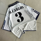 REAL MADRID 2000 - 2001 RETRO HOME JERSEY COLLAR FIVE SLEEVE R.CARLOS