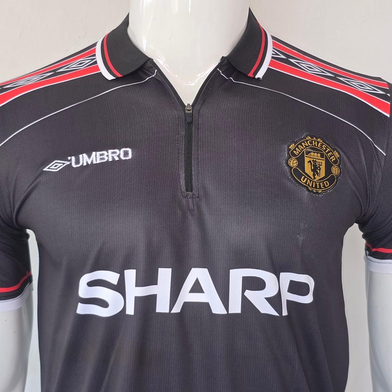 MANCHESTER UNITED 1998 - 1999 ZIP COLLAR EMBROIDERY AWAY JERSEY BECKHAM
