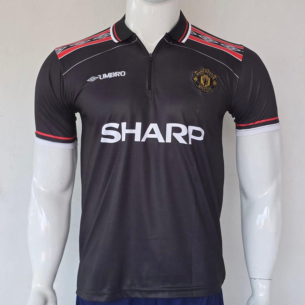 MANCHESTER UNITED 1998 - 1999 ZIP COLLAR EMBROIDERY AWAY JERSEY BECKHAM
