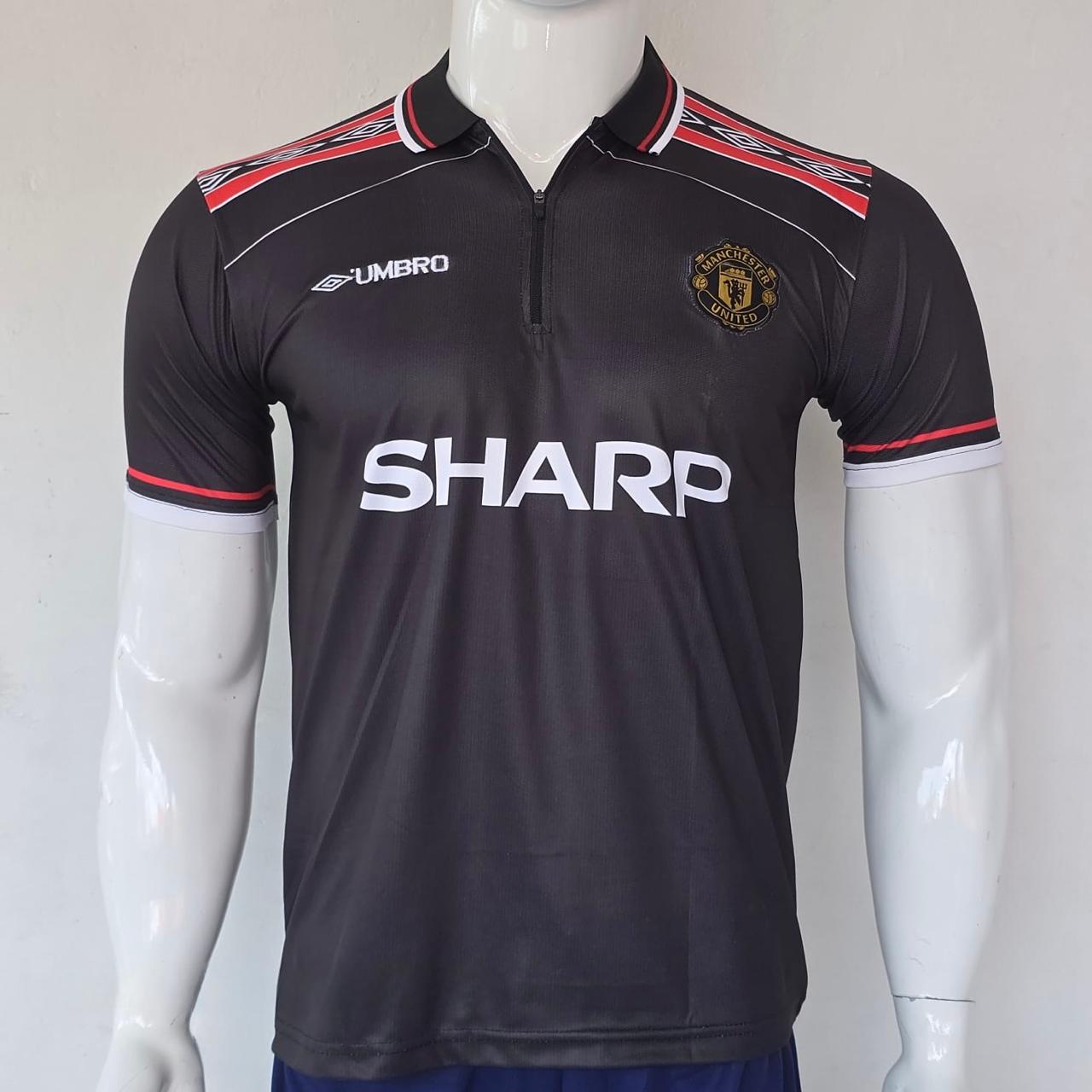 MANCHESTER UNITED 1998 - 1999 ZIP COLLAR EMBROIDERY AWAY JERSEY BECKHAM