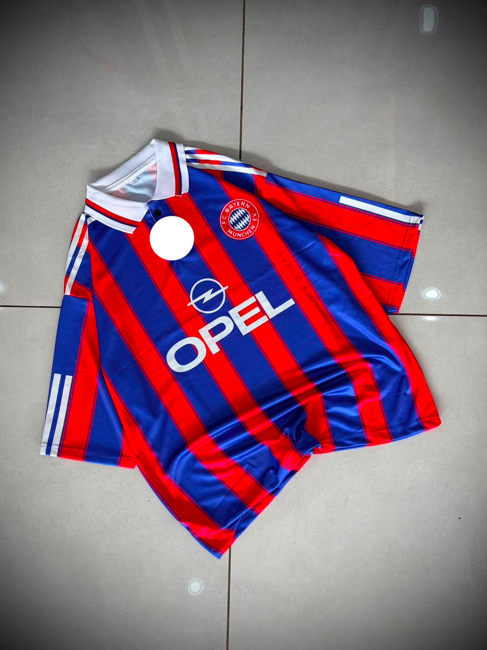 BAYERN MUNICH 1995 - 1997 RETRO COLLAR FIVE SLEEVE HOME JERSEY KLINSMANN