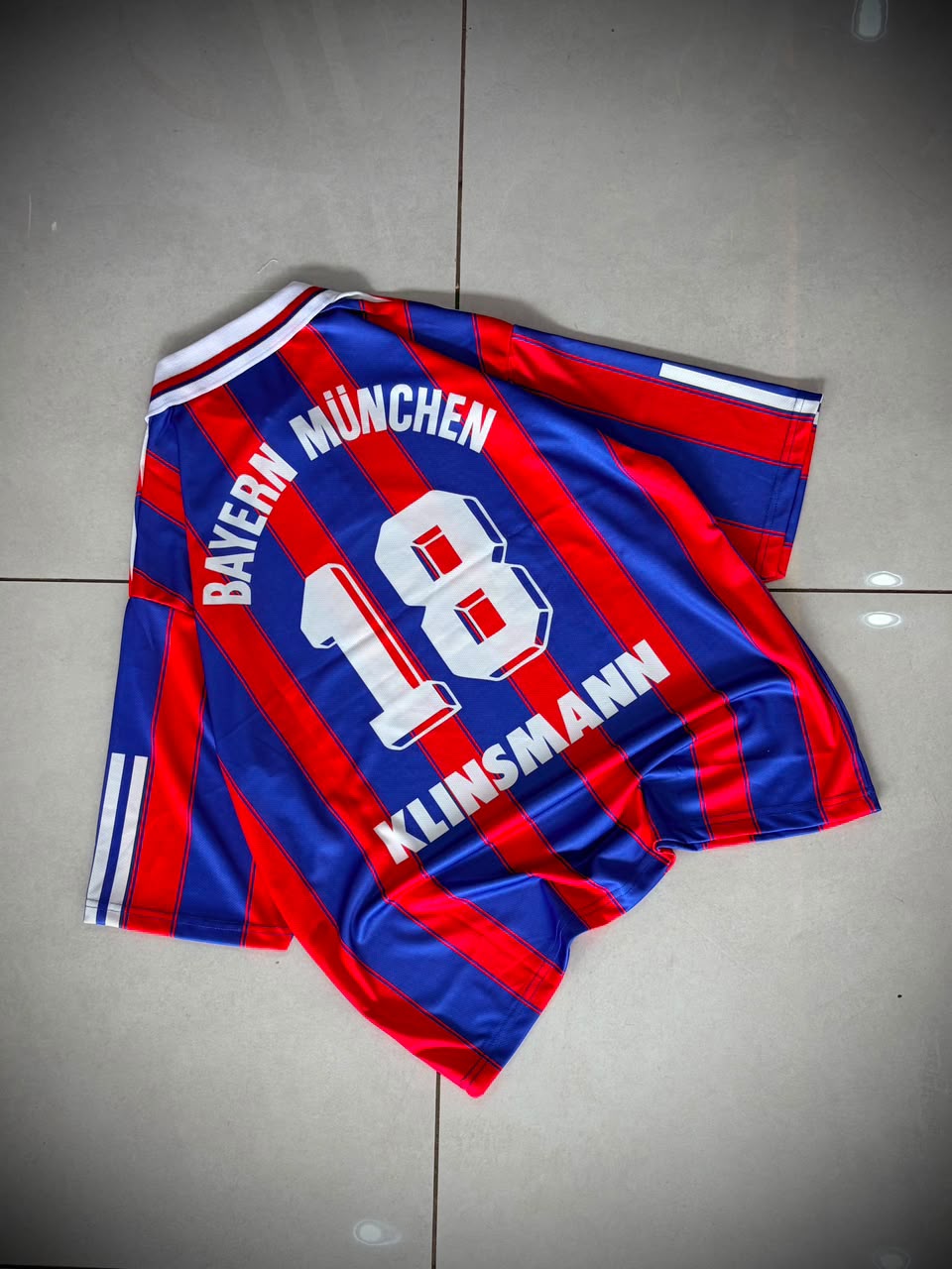 BAYERN MUNICH 1995 - 1997 RETRO COLLAR FIVE SLEEVE HOME JERSEY KLINSMANN
