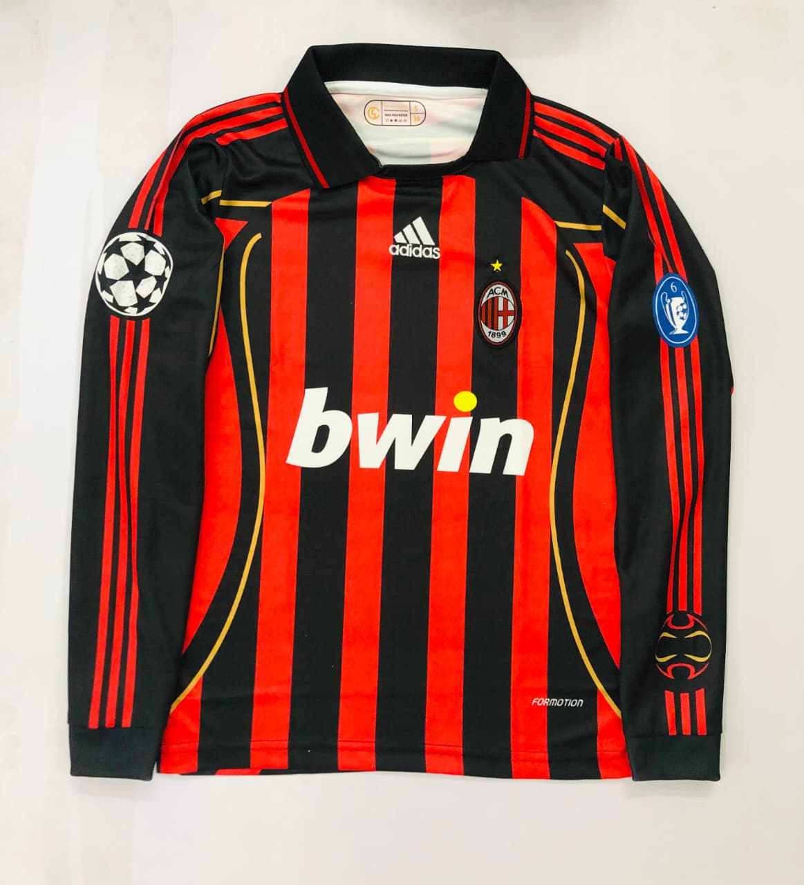 AC MILAN 2006/2007 COLLAR FULL SLEEVE EMBROIDERY HOME JERSEY MALDINI
