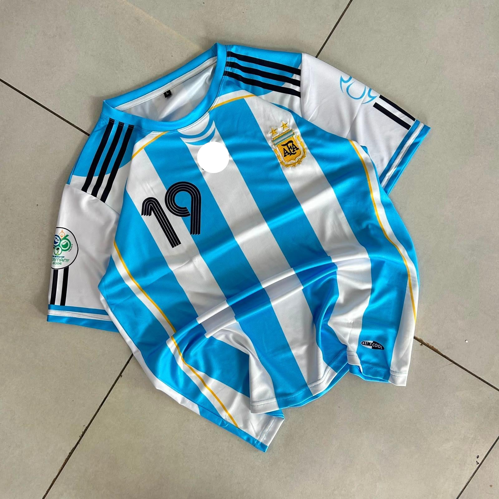 ARGENTNA 2006 RETRO HOME JERSEY PREMIUM EMBROIDERY MESSI