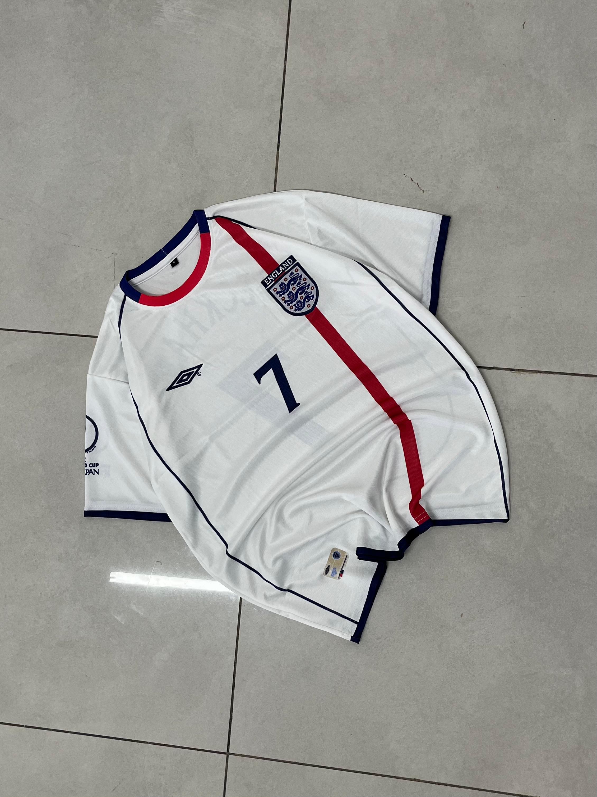 ENGLAND 2001 - 2006 RETRO HOME JERSEY PREMIUM EMBROIDERY BECKHAM