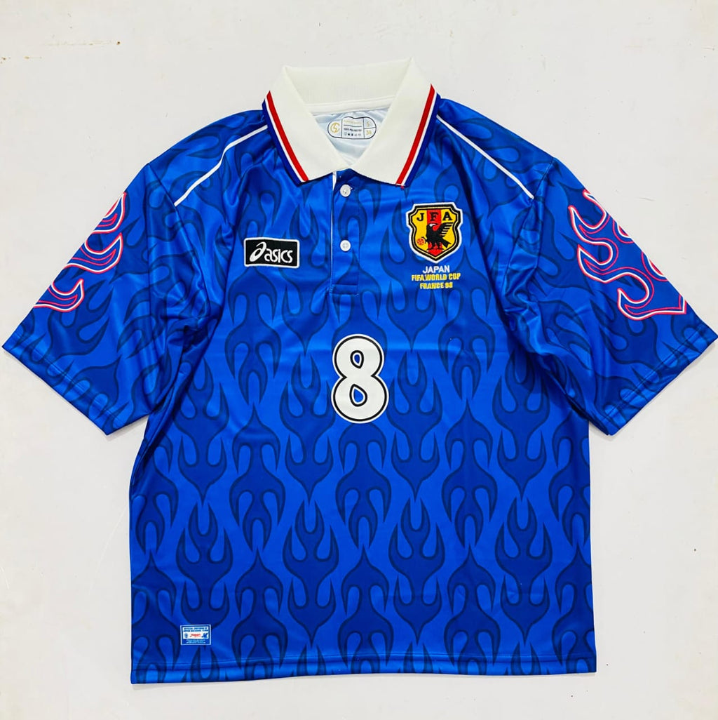 JAPAN 1998 HOME JERSEY COLLAR FIVE SLEEVE EMBROIDERY NAKATA