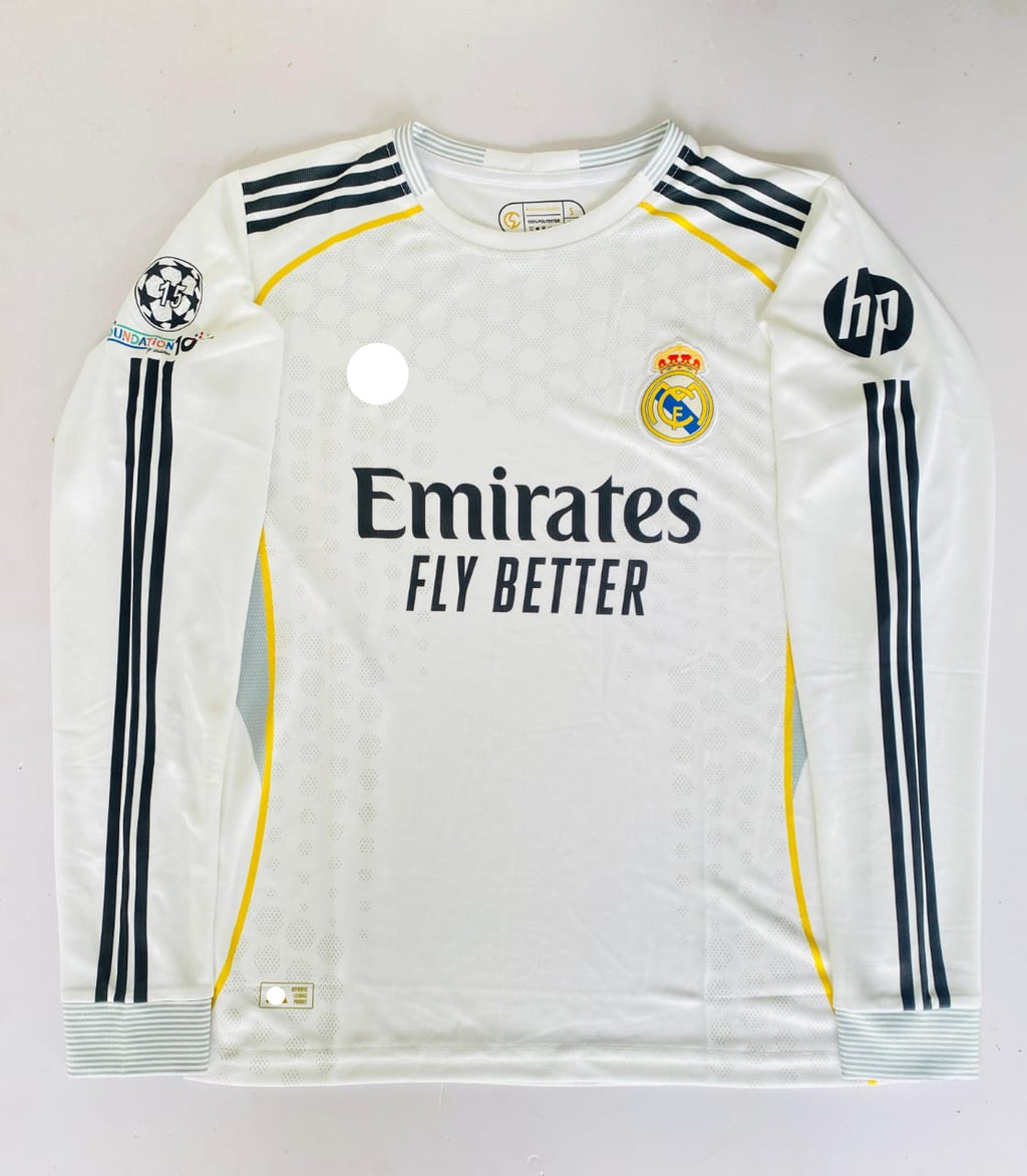 REAL MADRID 2025 - 2026 HOME JERSEY FULL SLEEVE EMBROIDERY MBAPPE
