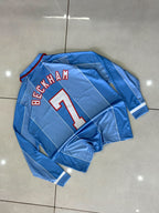 ENGLAND 1996 COLLAR FULL SLEEVE RETRO AWAY JERSEY EMBROIDERY BECKHAM