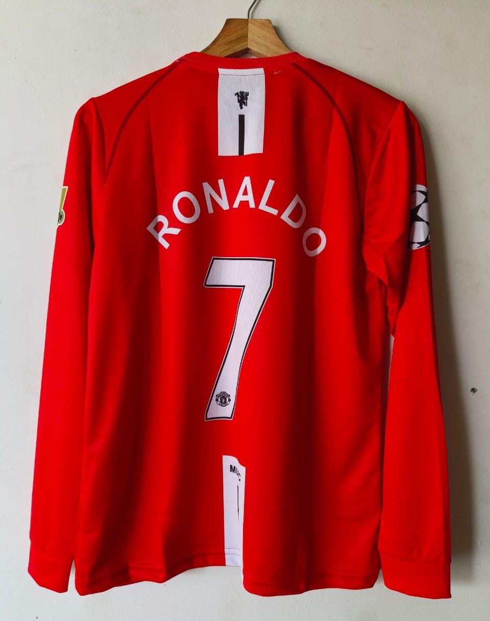 MANCHESTER UNITED 2007 - 2008 FULL SLEEVE HOME JERSEY RONALDO