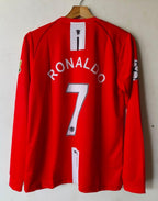 MANCHESTER UNITED 2007 - 2008 FULL SLEEVE HOME JERSEY RONALDO