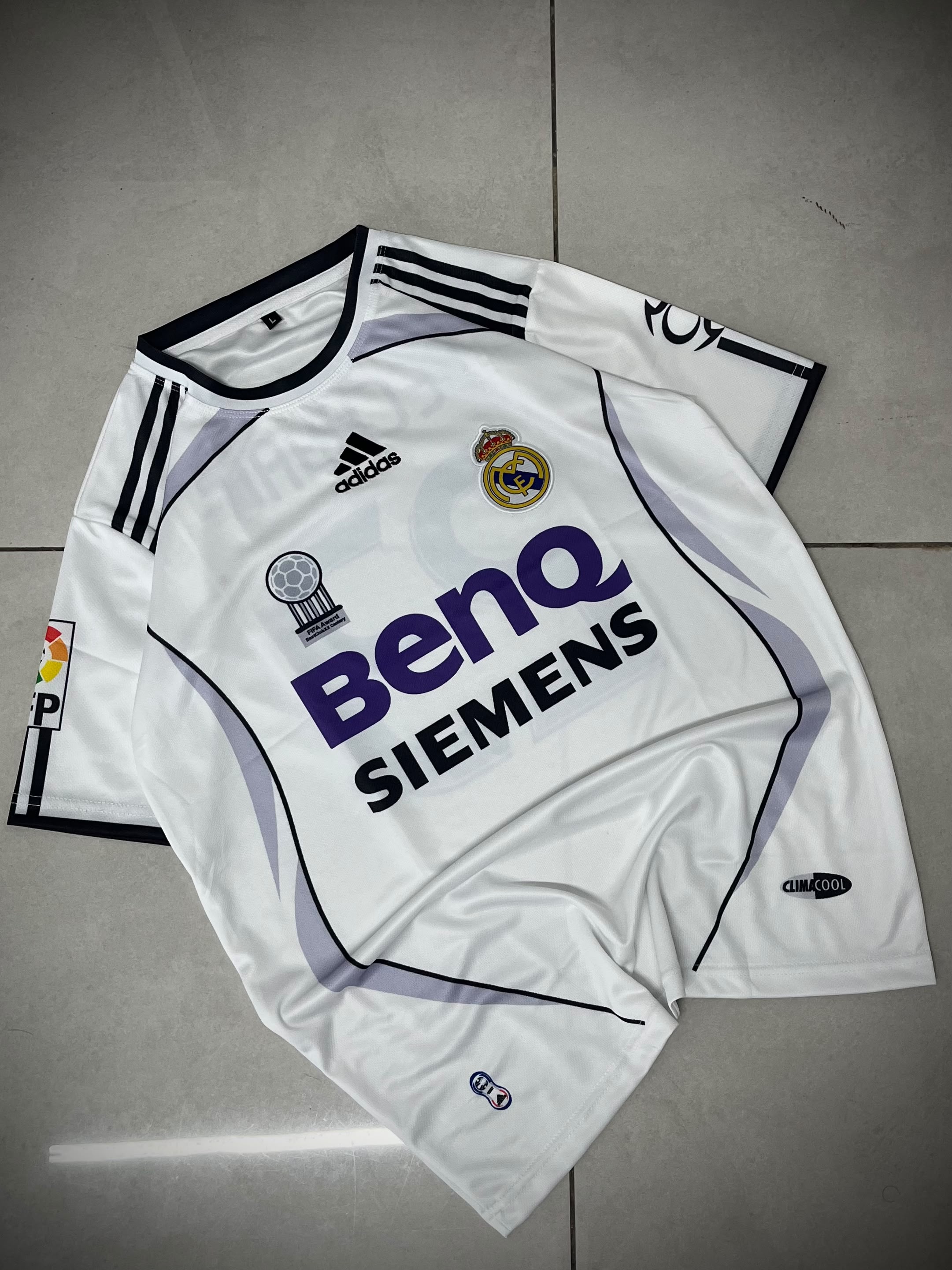 REAL MADRID 2006/2007 RETRO HOME JERSEY PREMIUM EMBROIDERY BECKHAM