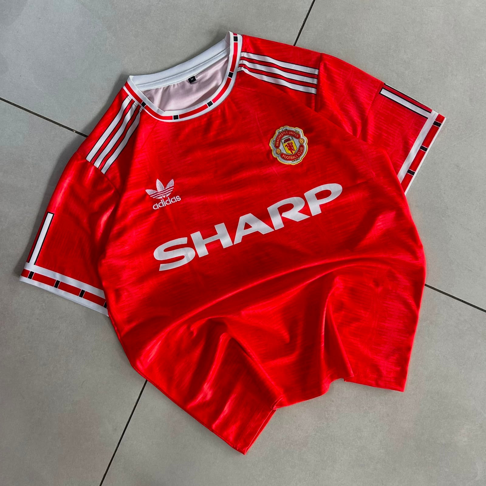 MANCHESTER UNITED 1990 - 1991 RETRO HOME JERSEY EMBROIDERY PREMIUM BECKHAM